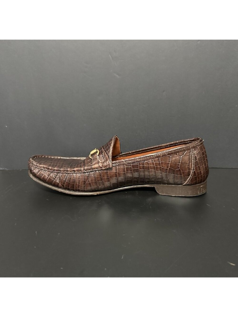 ALLEN EDMONDS Verona II Italian Loafer Crocodile Embossed Leather Brown Size 13D - Picture 3 of 15